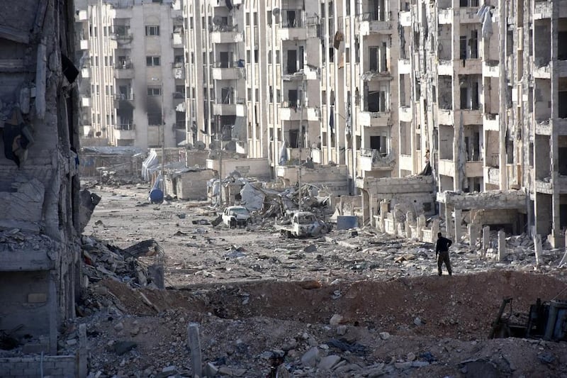 A member of the Syrian pro-government forces in Aleppo's 1070 district. Georges Ourfalian / AFP