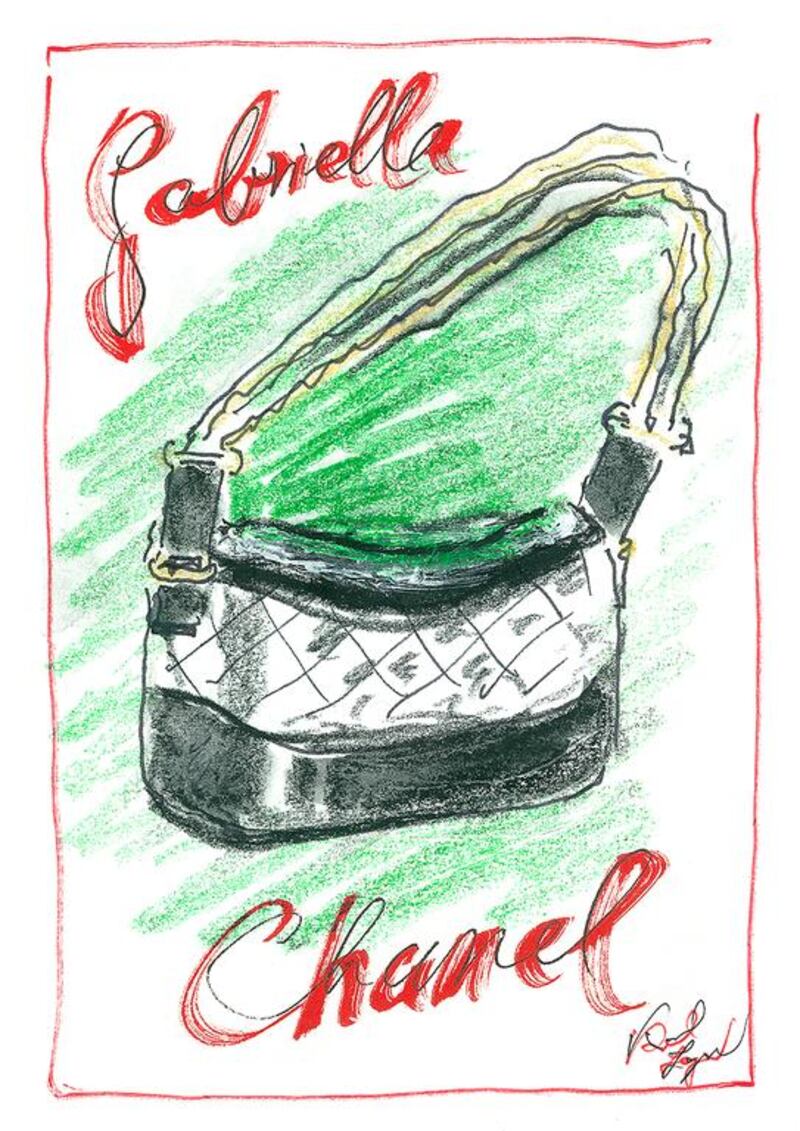 Karl Lagerfeld's sketch of Chanel's new Gabrielle bag. Courtesy Chanel