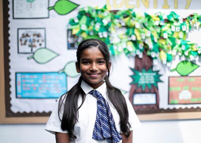 DUBAI, UNITED ARAB EMIRATES. 9 OCTOBER 2019. 
Saheli Godahena, year six pupil, at GEMS Wellington Primary School.
(Photo: Reem Mohammed/The National)

Reporter: ANAM RIZVI
Section: NA