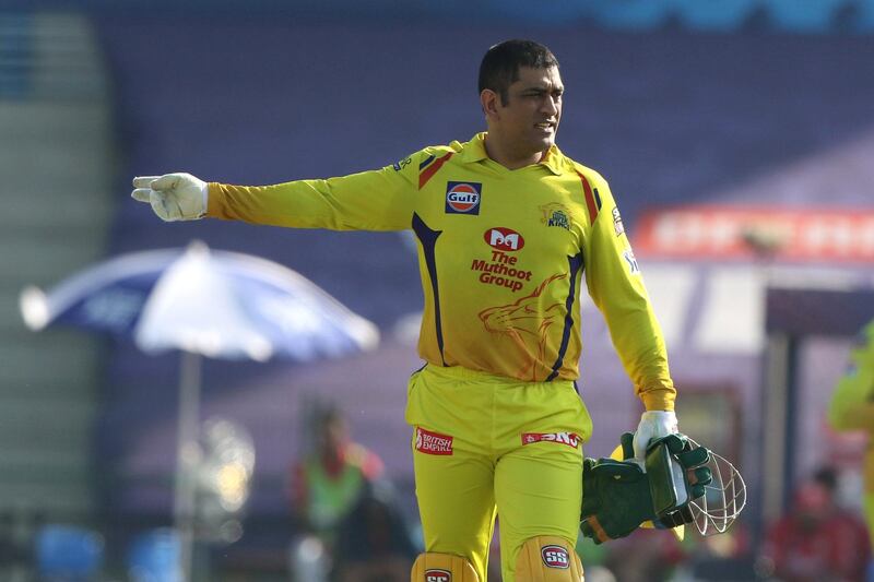 MS Dhoni captain of Chennai Superkings  during match 53 of season 13 of the Dream 11 Indian Premier League (IPL) between the Chennai Super Kings and the Kings XI Punjab at the Sheikh Zayed Stadium, Abu Dhabi  in the United Arab Emirates on the 1st November 2020.  Photo by: Pankaj Nangia  / Sportzpics for BCCI