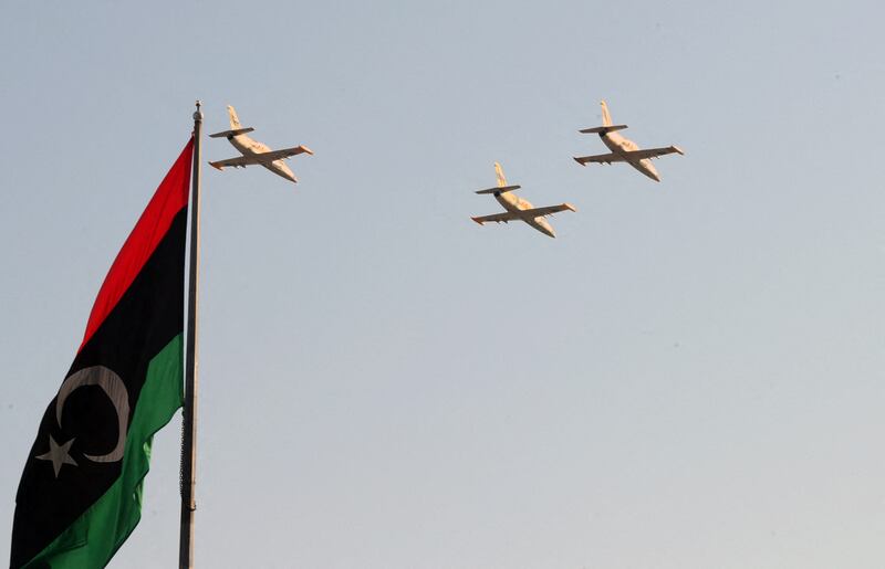 Libyan military planes during the parade flypast. 