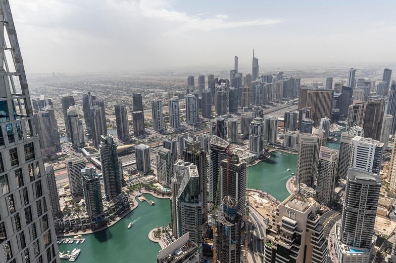 Dubai Marina as seen from the top of the Ciel hotel
