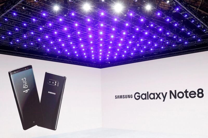 Samsung introduces the Galaxy Note 8 smartphone during a launch event in New York. Brendan McDermid / Reuters