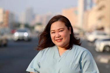 Nurse Jessica Bonacua was seconded to Sharjah's field hospital in the Expo Centre. She worked 12-hour shifts with Covid patients and spent three months in a hotel, away from her husband and children. Chris Whiteoak / The National