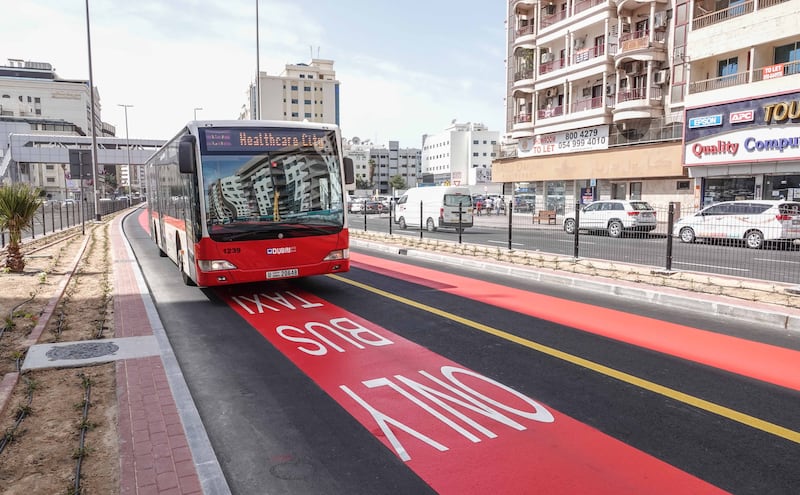 Dubai's transport agency plans to significantly expand the network of dedicated bus and taxi lanes to speed up public transport journeys: Photo: RTA