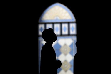 Social-distancing measures in UAE mosques dictate that worshippers must stand three metres apart during prayer. Getty Images