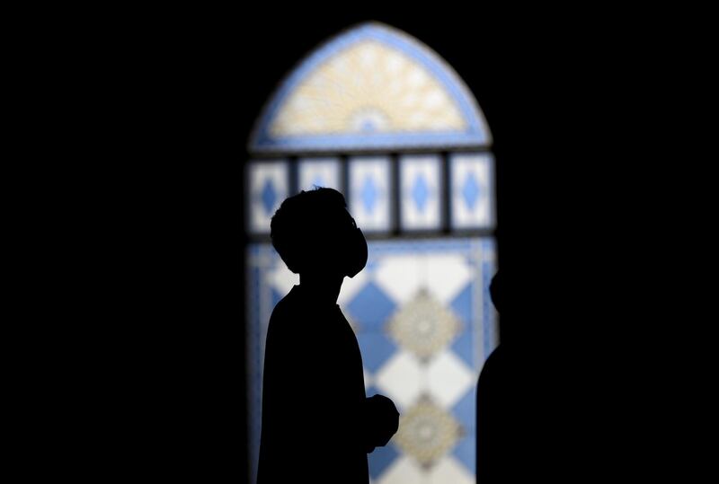 DUBAI, UNITED ARAB EMIRATES - JULY 01: A Muslim man prays at Al Farooq Omar Bin Al Khattab Mosque on July 01, 2020 in Dubai, United Arab Emirates. The UAE's first socially-distanced prayers took place today as mosques across the country reopened at 30 per cent capacity. (Photo by Francois Nel/Getty Images)