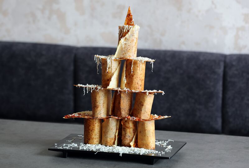 A Burj Khalifa-inspired dosa, which claims to be the UAE's tallest, from Yummy Dosa.