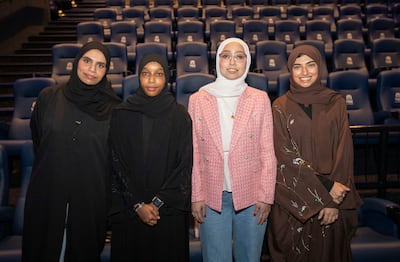 From left: Amna Al Darmaki, Mouza Al Darmaki, Ghena Al Satti and Thoraya Farzaneh interned as part of the local production team of Dune: Part Two. Ruel Pableo for The National