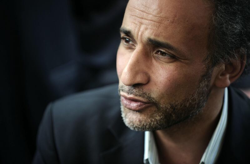 (FILES) This file photo taken on April 25, 2010 shows Muslim French intellectual Tariq Ramadan participating in a conference untitled "living together"  at El Arhama mosque in Nantes, western France. 
Islamic scholar Tariq Ramadan denied on November 6, 2017 the allegations of sexual misconduct against teenage girls and announced he will press charges.  Two French women in the past month have filed rape charges against the 55-year-old,  born in Switzerland, while further allegations of sexual misconduct against teenage girls in the 1980s and 1990s have emerged in the Swiss media. / AFP PHOTO / JEAN-SEBASTIEN EVRARD