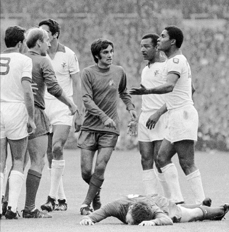 Eusebio and George Best at the 1968 European Cup final between Manchester United and Benfica. EPA / ASF