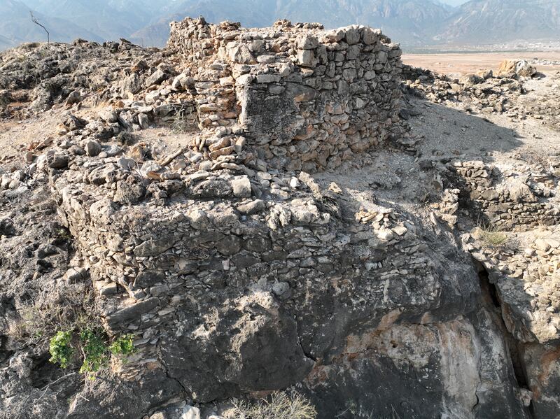 The remains of the north-east bastion and rectangular structure of the fort.