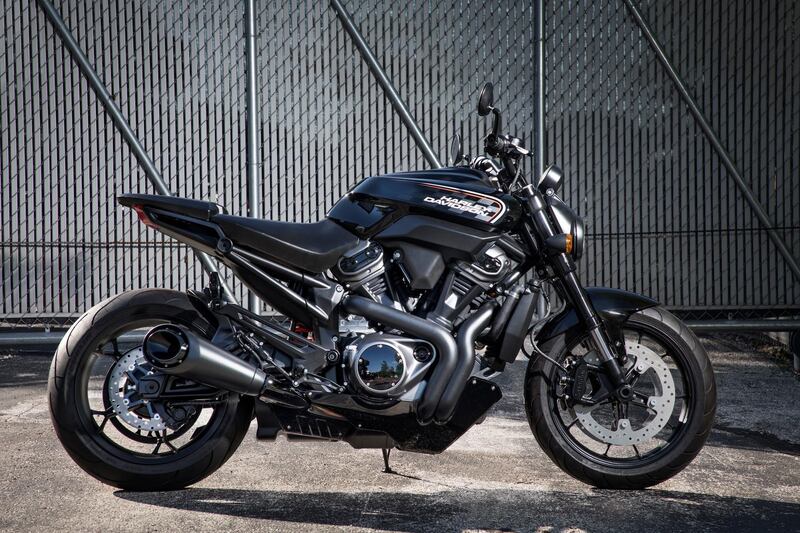 The Harley-Davidson Streetfighter, part of the company's new 500cc to 1250cc 'middleweight platform' of petrol-powered motorcycles. Harley-Davidson