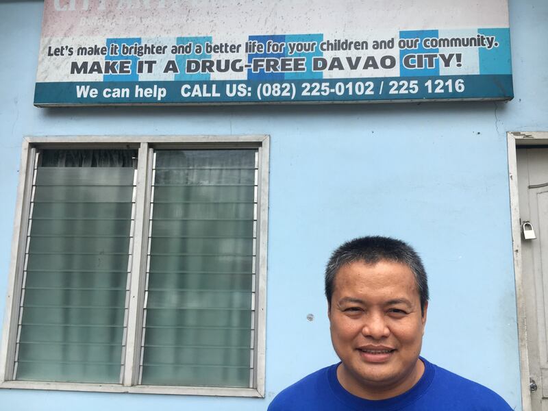 Former addict Ronaldo Rivera at his offices at the rehab programme in Davao, Philippines. Photo by Colin Freeman for The National