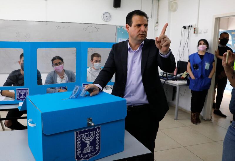 Ayman Odeh, leader of Israel's predominantly Arab Joint List and the Hadash party,  casts his ballot in Haifa. AFP