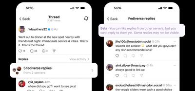 Meta recently announced users of Threads now have the option of sharing their posts with fediverse platforms, potentially increasing the reach of user content. Photo: Meta