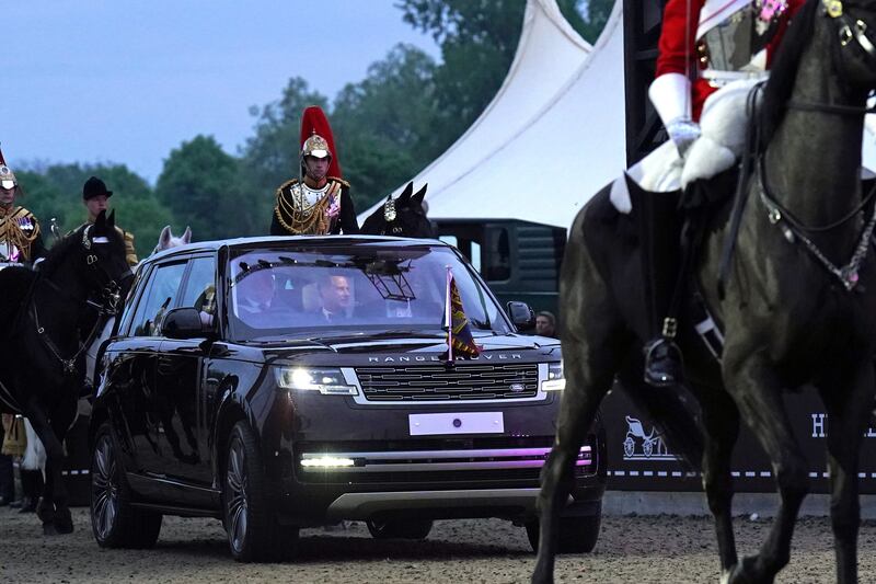 Queen Elizabeth II arrives. The events were part of celebrations to mark her 70 years on the throne. Getty Images