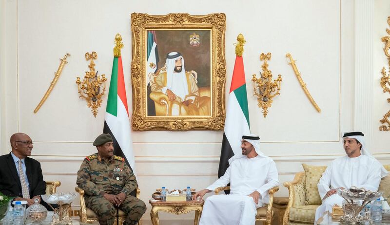 Sheikh Mohamed bin Zayed meets with Abdul Fattah al-Burhan. Ministry of Presidential Affairs