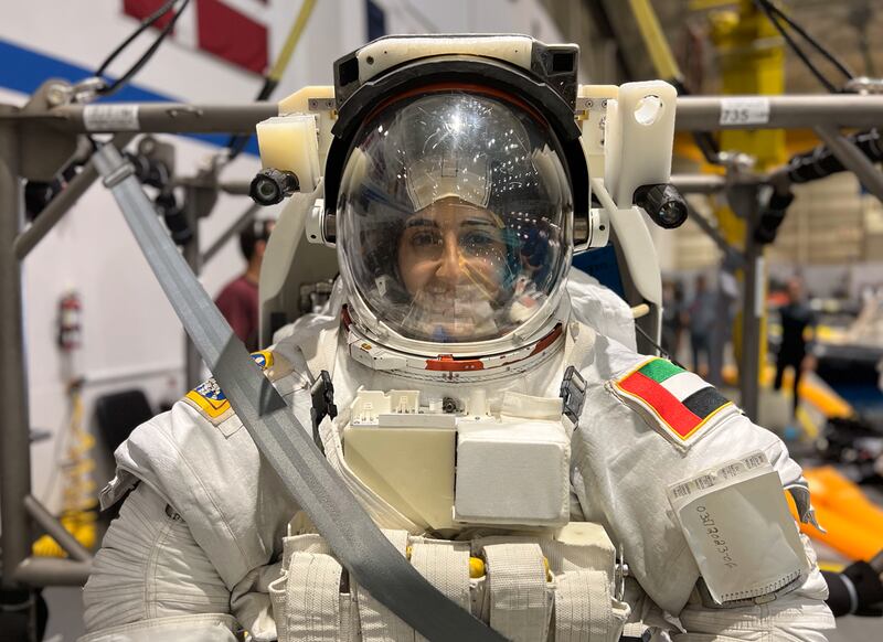Nora Al Matrooshi in her spacewalk gear at the Neutral Buoyancy Laboratory in Houston, Texas. All photos: MBRSC