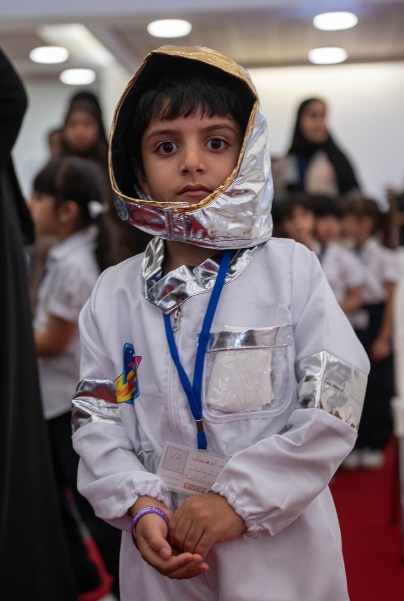 Another pupil dressed as an astronaut at the live call event