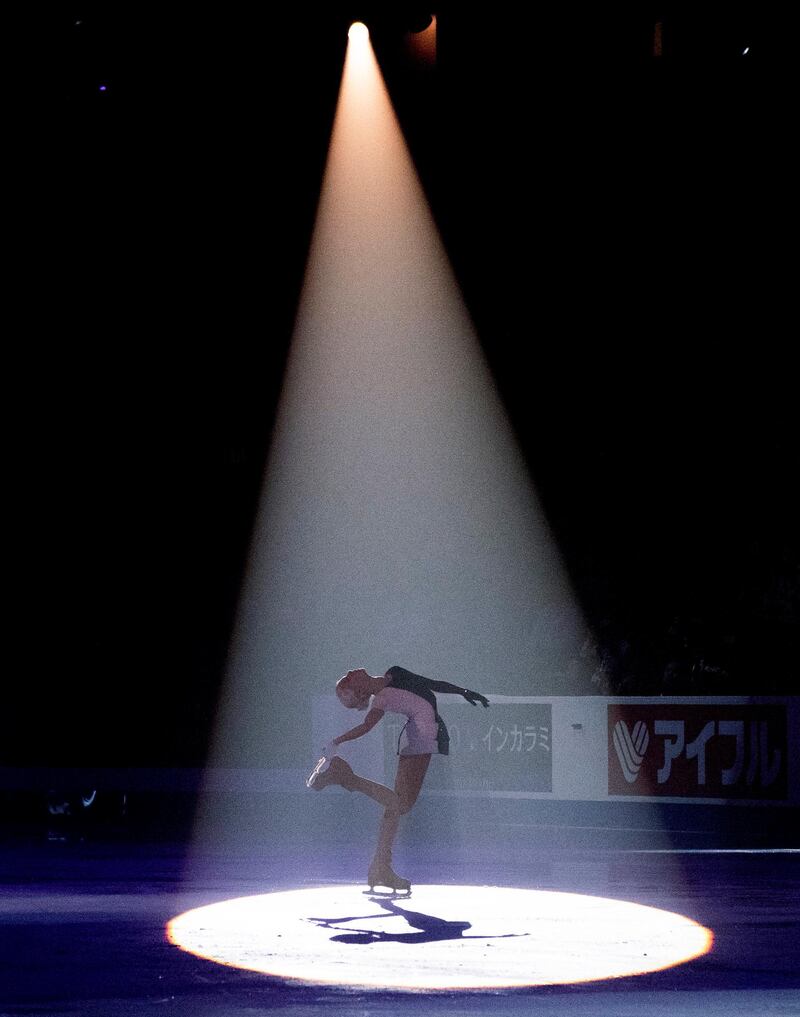 Gold medalist Alexandra Trusova, of Russia, performs during the closing gala at the Skate Canada International figure skating event in Kelowna, British Columbia, on Sunday, October 27, 2019. AP