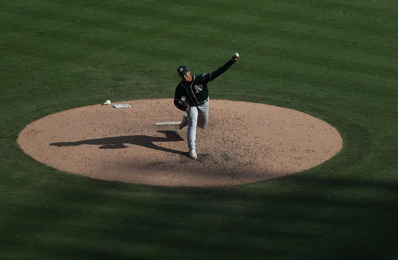 Oakland Athletics pitcher Jesus Luzardo at the Globe Life Park in Arlington on Sunday. Getty