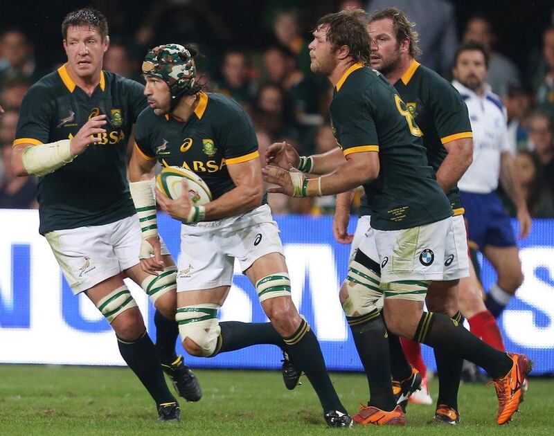 Victor Matfield on attack during South Africa's first Test against Wales on June 14, 2014. Steve Haag / Gallo Images / Getty Images 