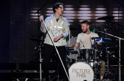 BIRMINGHAM, ENGLAND - JANUARY 29:  Ryan Hennessy and Jimmy Rainsford of Picture This support Jonas Brothers on the opening night of the European leg of Happiness Begins Tour at Arena Birmingham on January 29, 2020 in Birmingham, England. (Photo by Katja Ogrin/Redferns)