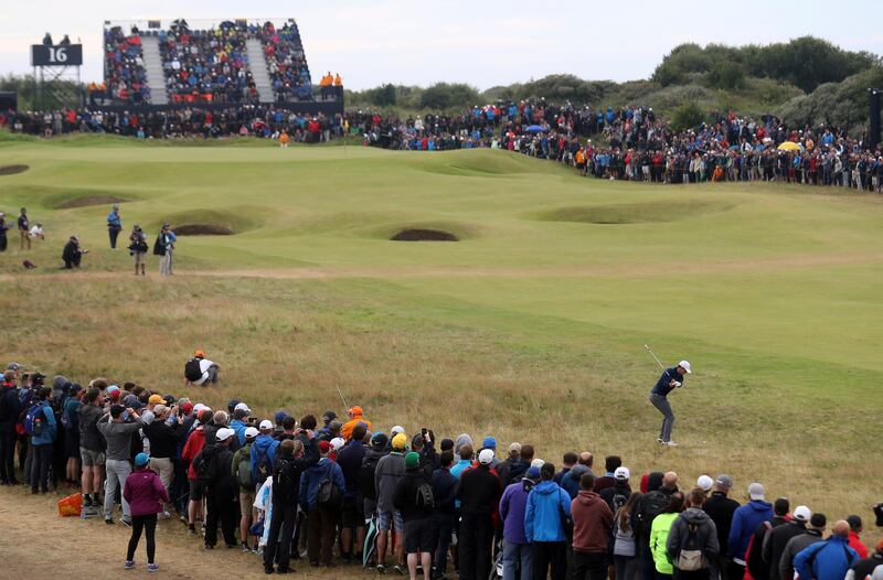 Jordan Spieth of the United States plays a shot on the 16th fairway during the final round of the British Open Golf Championship, at Royal Birkdale, Southport, England, Sunday July 23, 2017. Peter Morrison / AP Photo