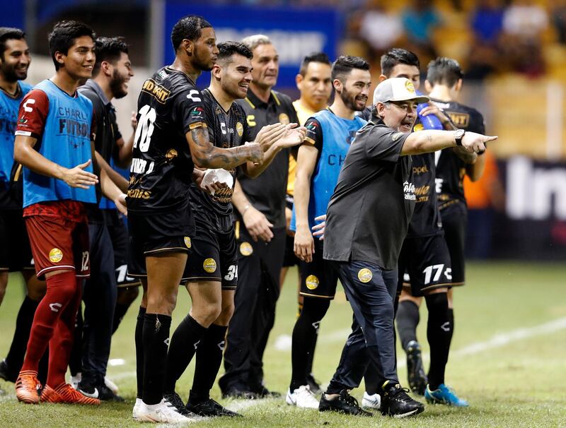 Maradona celebrates a goal. AP Photo