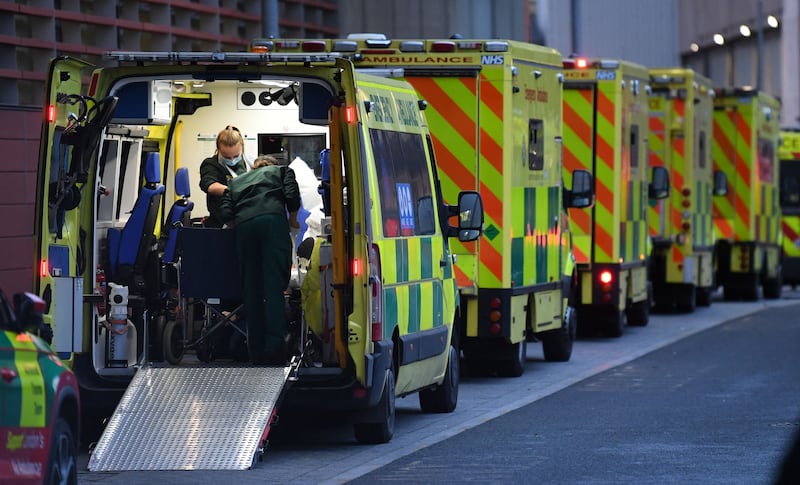 Ambulances parked outside the Royal London Hospital in east London. AFP