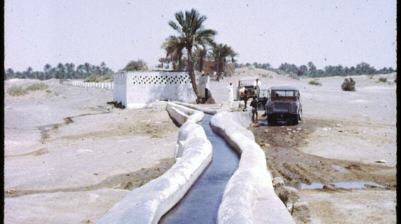 An aflaj in the Al Ain area taken at some point between 1962 and 1964. Courtesy: David Riley One time use - permission must be sought from desk or David  -