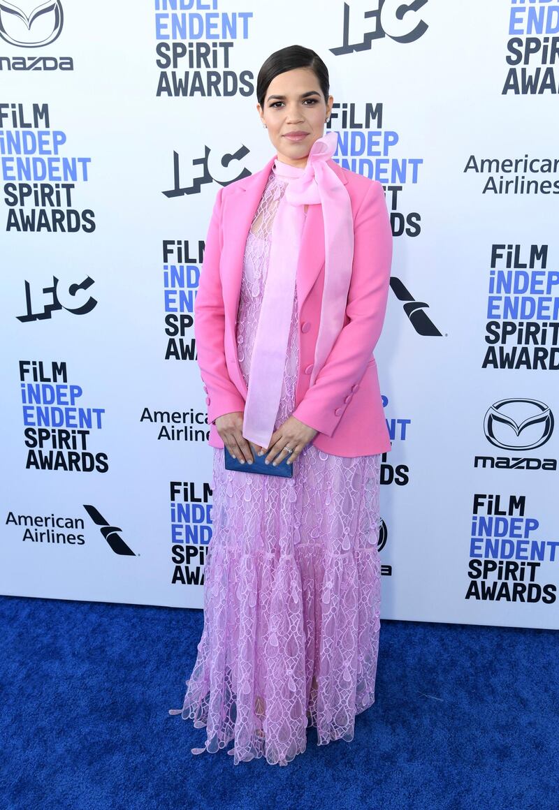 America Ferrera in Self Portrait at the 35th Film Independent Spirit Awards in California on February 8, 2020. AP