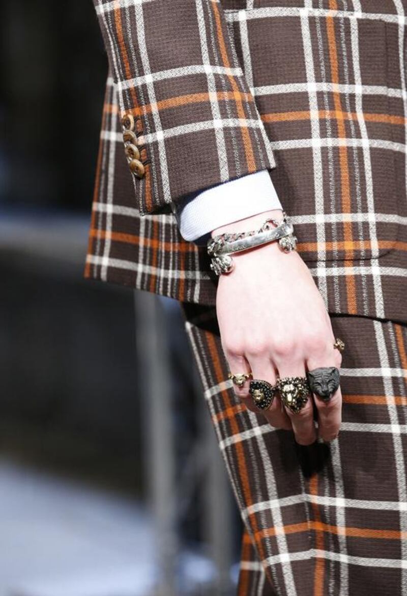 A details of men’s jewellery at the Gucci Cruise Collection 2017. Courtesy Gucci.