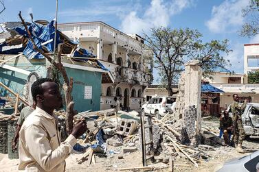 The aftermath of an Al Shabab attack on the Medina hotel in Kismayo. AFP