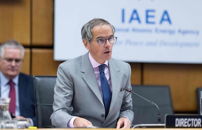 The IAEA director general Rafael Grossi addressed an emergency board meeting of the agency in Vienna. AFP