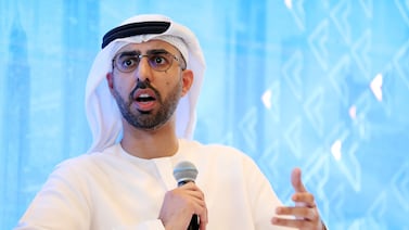 AI Minister, Omar Al Olama. Dubai Chambers' Annual Media Briefing. The leadership will share milestones achieved in 2023, and strategic priorities and key focus areas for 2024. Dubai Chambers, Deira, Dubai. Chris Whiteoak / The National
