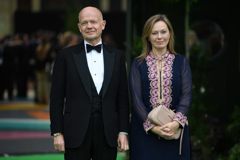 British politician William Hague and his wife, Ffion, arrive on the green carpet at Alexandra Palace. EPA