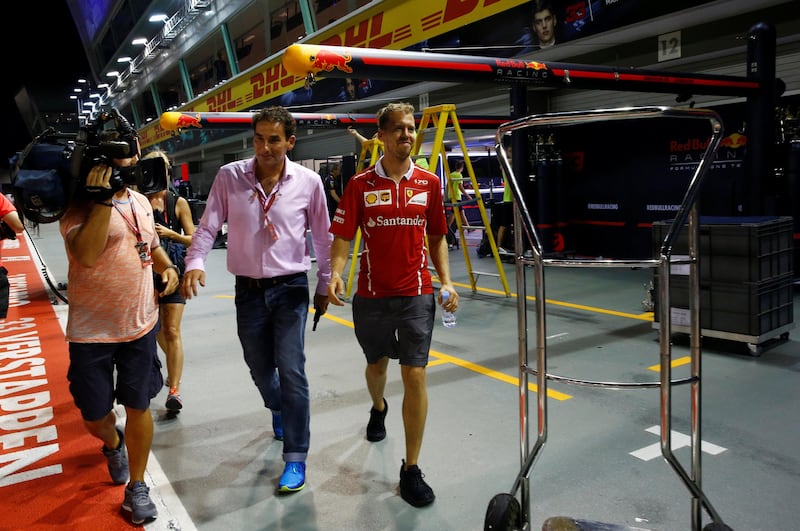 Formula One F1 - Singapore Grand Prix 2017 - Singapore - September 17, 2017   Ferrari's Sebastian Vettel after the race   REUTERS/Edgar Su