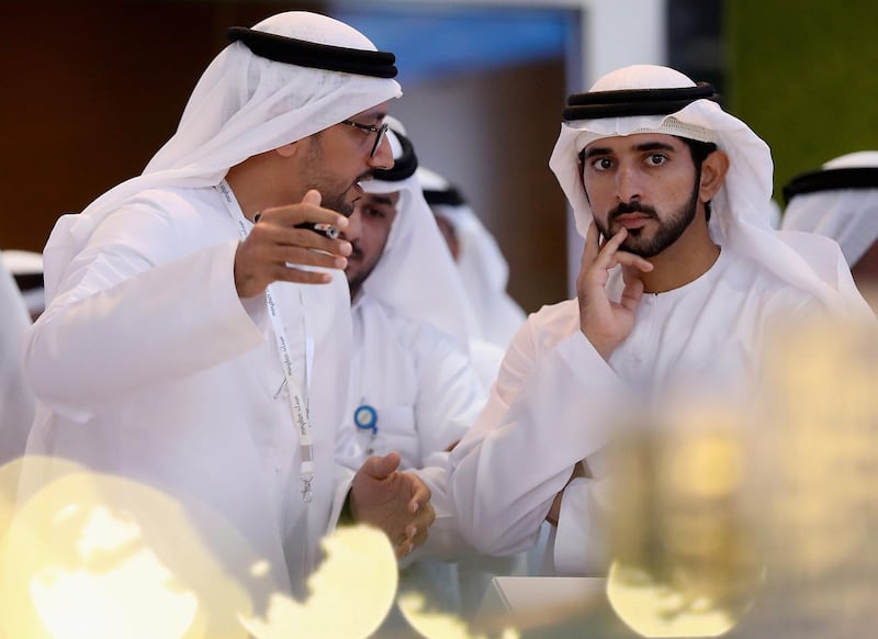 DUBAI, UNITED ARAB EMIRATES - SEPTEMBER 11:  Sheikh Hamdan Bin Mohammed Bin Rashid Al Maktoum, Crown Prince of Dubai attends Cityscape Global at Dubai World Trade Centre on September 11, 2017 in Dubai, United Arab Emirates.  (Photo by Francois Nel/Getty Images)