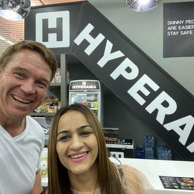 Springboks rugby star John Smit inside Hyperama, a South African supermarket in Dubai. Instagram / John Smit