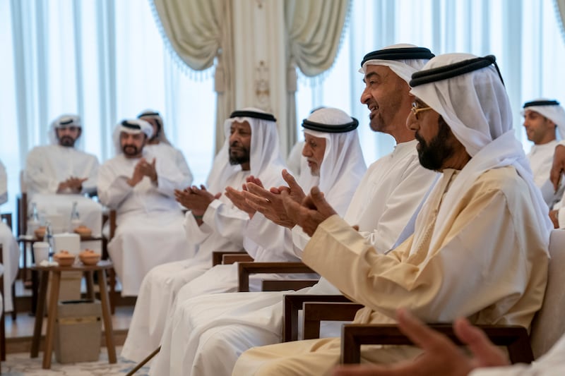 Sheikh Mohamed bin Zayed, Crown Prince of Abu Dhabi and Deputy Supreme Commander of the Armed Forces and Sheikh Tahnoun bin Mohamed, Ruler's Representative in Al Ain Region.