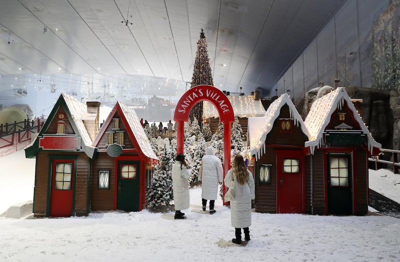 DUBAI , UNITED ARAB EMIRATES , November 26 –  Christmas decoration at the Winter Wonderland in Ski Dubai at Mall of the Emirates in Dubai. Winter Wonderland will open to the public on 1st of December. ( Pawan Singh / The National ) For News/Online/Standalone/Instagram/Big Picture