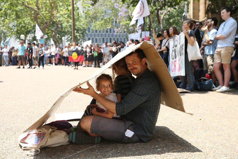 Students and protestors gather Sydney Town Hall  in Sydney, Australia. Rallies held across Australia are part of a global mass day of action demanding action on the climate crisis. Getty Images