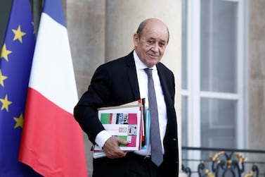 French Foreign Minister Jean-Yves Le Drian leaves the Elysee Palace in Paris on October 21, 2019. Benoit Tessier / Reuters