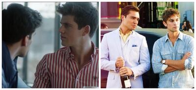 Polo and Guzman from Netflix show 'Elite', left, and Chuck and Nate from 'Gossip Girl' epitomise TikTok's 'old money aesthetic' for men. Photo: Netflix, HBO
