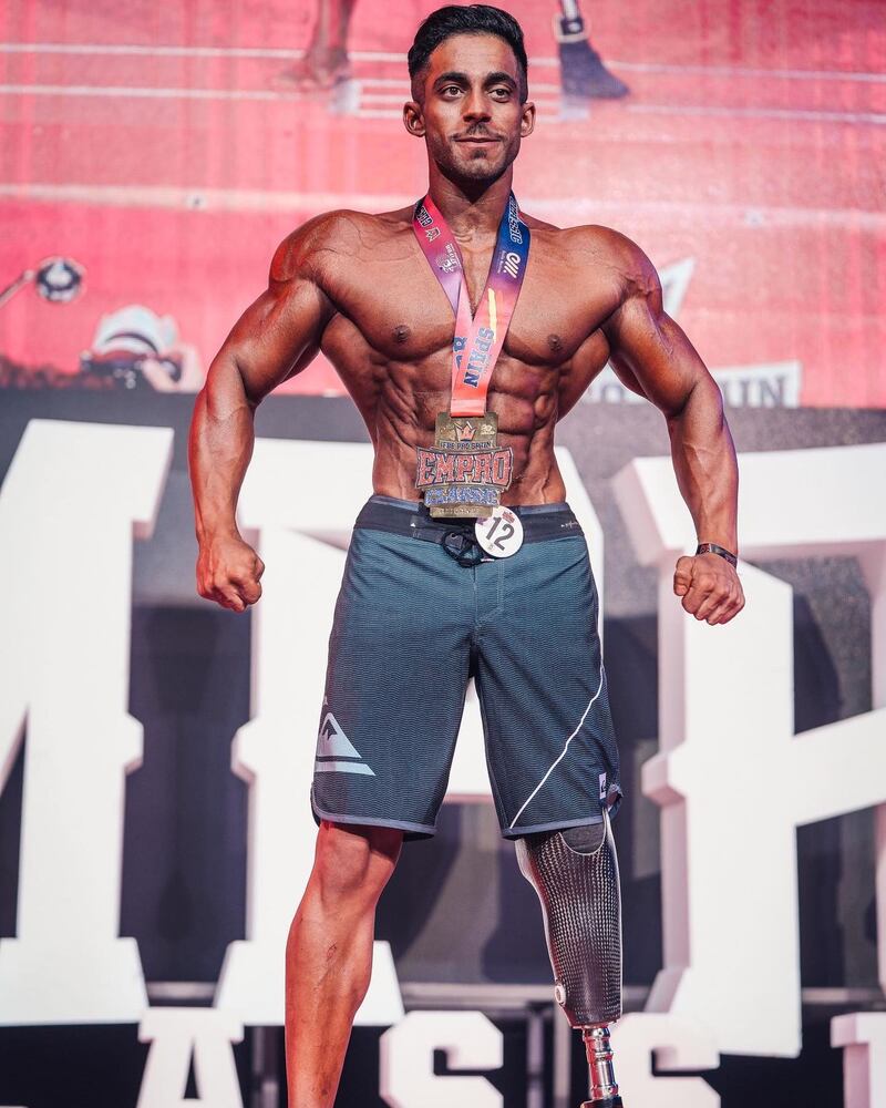Abdulla Al Eisaei became the first amputee from the UAE to win an international body-building competition. Image: Abdulla Al Eisaei