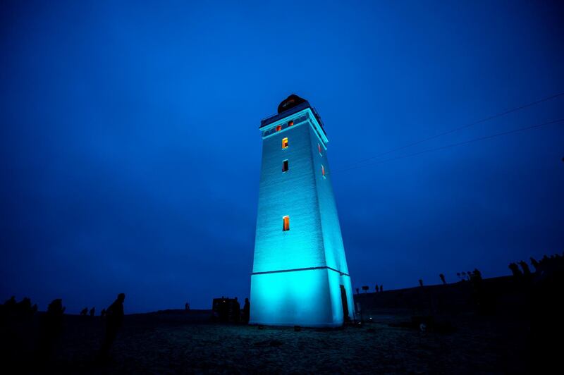 The Rubjerg Knude Lighthouse is re-opened, in Jutland, Denmark. The 120-year-old and 23-meter-tall lighthouse was put on wheels and rails to move it approx. 80 meters away from the North Sea.  EPA