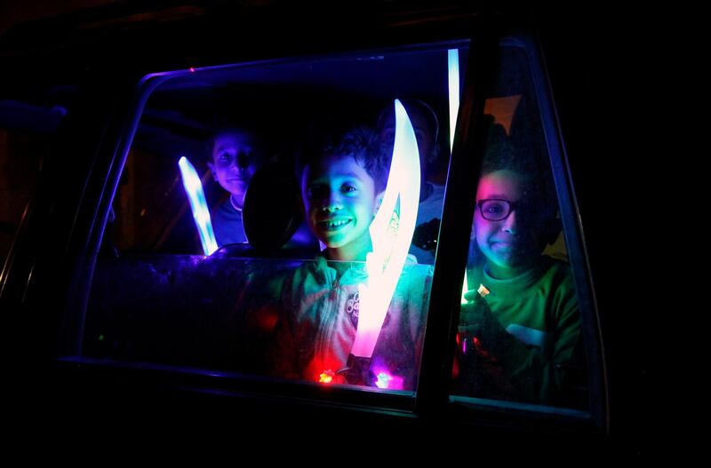 Children gather in a neighbourhood in Benghazi on the occasion of the Prophet Mohammed's birthday. AFP