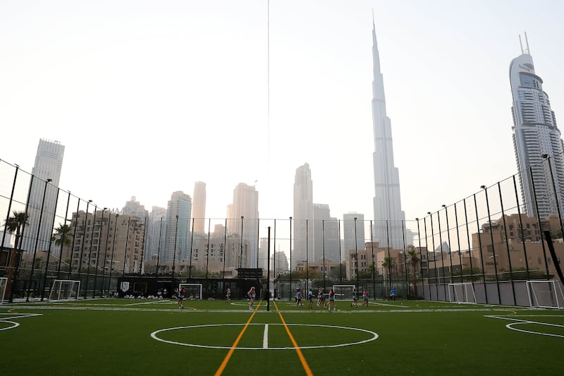 The hub is home to rugby and football pitches with Dubai skyline views.